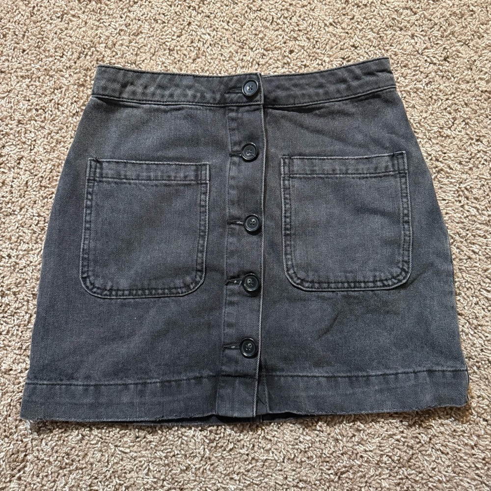free people black denim high-rise mini skirt boho coastal